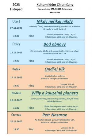 Kulturní dům - program na listopad 2023