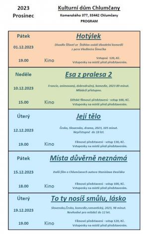 Kulturní dům - program na prosinec 2023